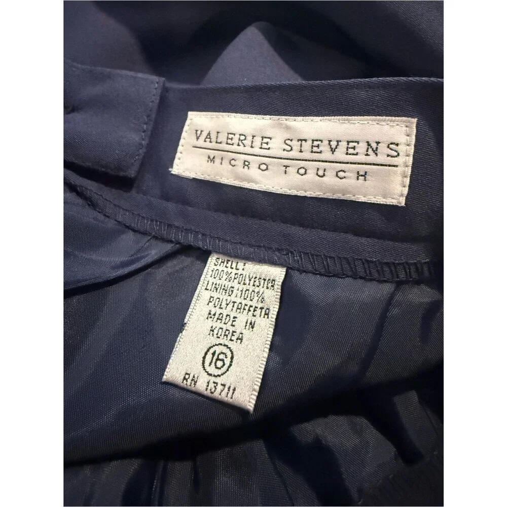 NWT Valerie Stevens Skirt Suit Size 16 Navy Blue 2-Piece Set Blazer & Skirt